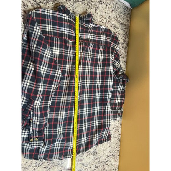 Vintage Hobbs Creek Men Shirt Large Long Plaid Button-Up Navy Red White Gorpcore - Picture 8 of 11